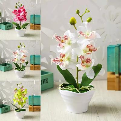 Artificial Simulation Bonsai Orchid Flower Plant Vase Desktop Decor With Pot Artificial Flower