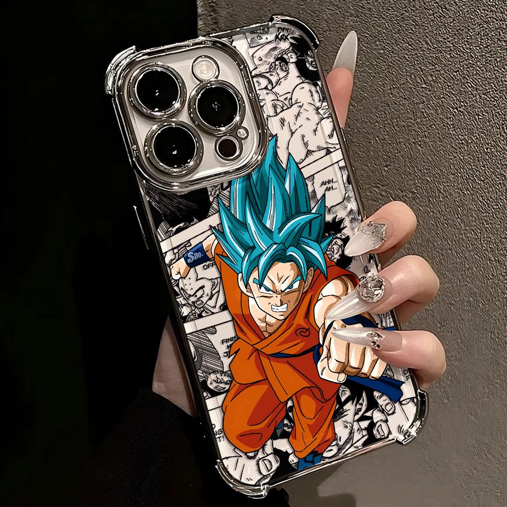 Anime Super Saiyans Plating Phone Case for IPhone 17 17e 16e 16 15 14 13 12 11 Pro Max X XR 7 8 Mini Air Plus Anti-Fall Airabag