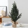 Mini Green Artificial Christmas Tree with Burlap Base - Small Desktop Ornament for Christmas Decorations