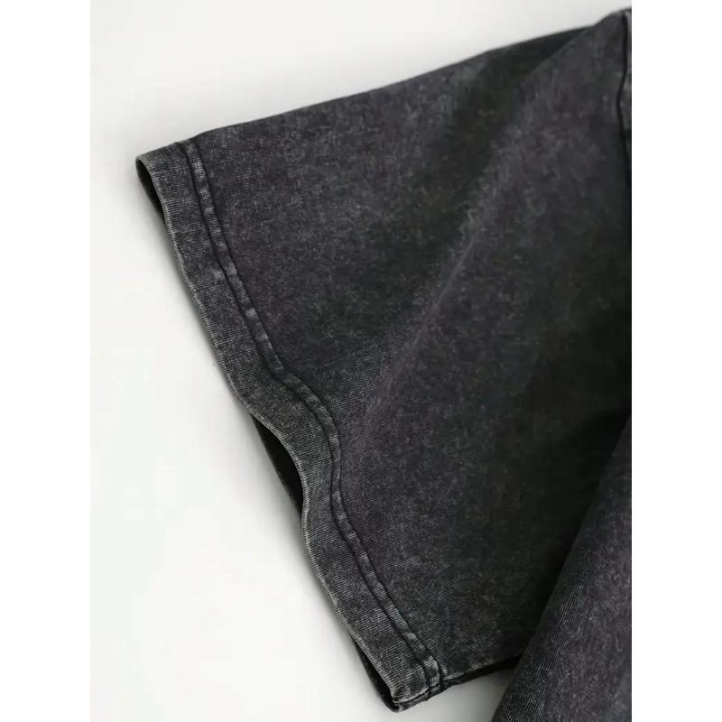 Men's Washed Distressed Cotton Short-sleeved T-shirt Retro Loose Fit | High Street Cool Trendy Men | Comfortable and Skin-friendly | Breathable