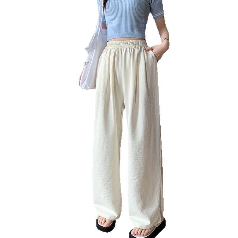 Milk Fu Yamamoto Pants Women's Summer Thin High Waist Lazy Quick Drying Casual Straight Ice Silk Wide Leg Pants