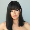 Syntetyczne Naturalne Czarne Proste Peruki dla Kobiet Krótkie Fryzury Peruka Bob z Grzywką Do Użytku Codziennego na Imprezy Casualowa Peruka dla Matki
