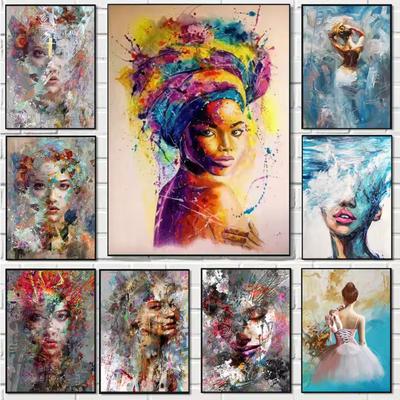 Abstract African Masked Girl Canvas Paintings Graffiti Wall Art Woman Portrait Posters and Prints Street Art Pictures Home Decor