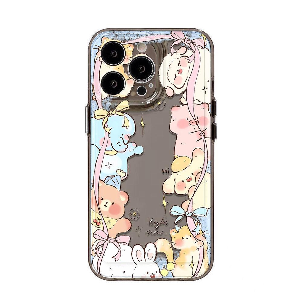 Fun butter bear applies to iPhone17promax Apple 16 mobile phone case 14/13 transparent 15pro all-inclusive.