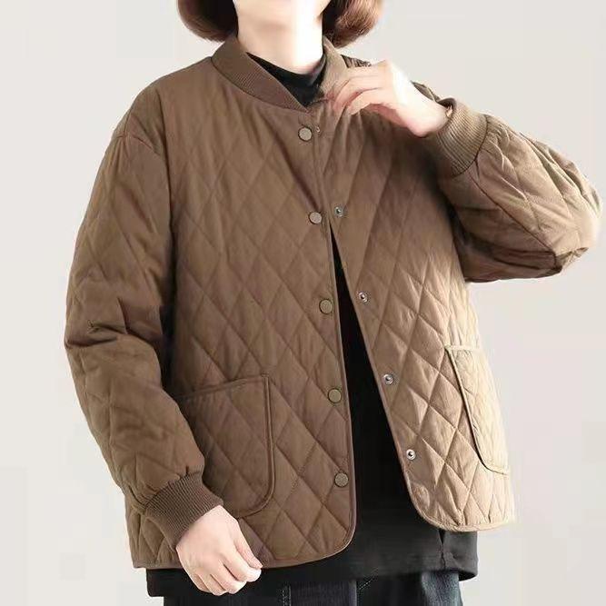 Damen Koreanischer Stil Locker Lässig Leichte Kurze Diamantgesteppte Baumwollwattierte Jacke für Winter
