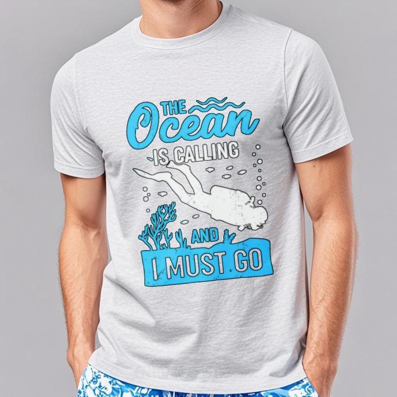 Solid Color For Unisex Crew Neck Tshirt Streetwear The Ocean Is Calling And I Must Go Anime Male Trendy Tee Shirt Trendy Tshirt