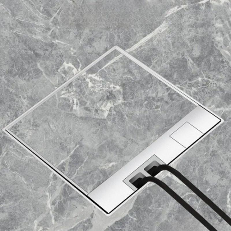 Household Floor Socket Box Marble Flat Floor Insert Multifunctional Pure Stainless Steel Power Ground Plug