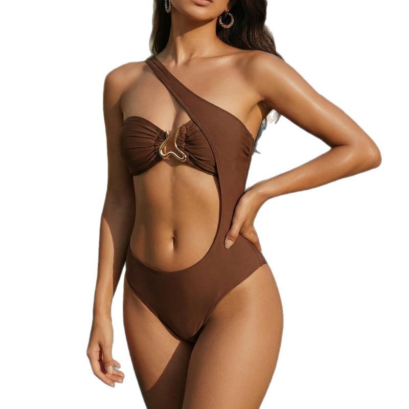 2026 European and American New Metal Accessories Sexy Hollow Bikini Bikini Split Women's Swimsuit Beach