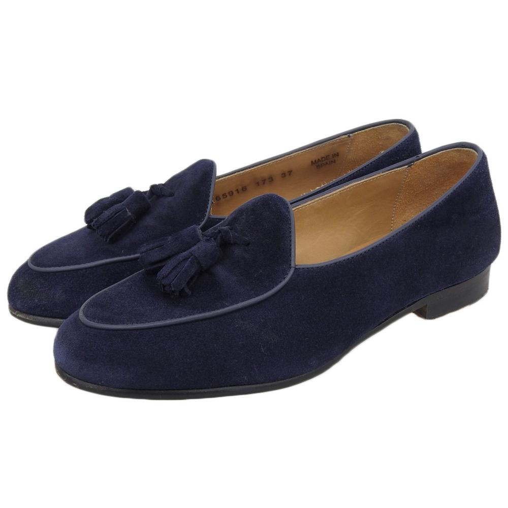 BERWICK Women's Suede Tassel Loafers, Navy, Size 37, 173FLSGDB shoes 37 NavyUsed