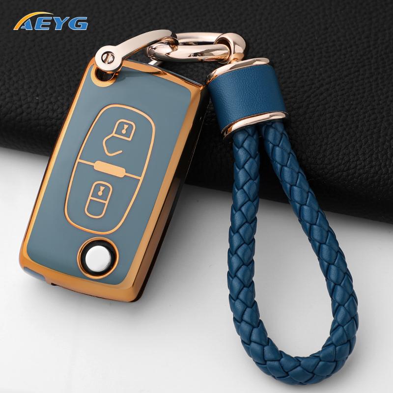 TPU Car Remote Key Case Cover For Peugeot Partner Citroen Berlingo C3 Picasso 2009 2010 2011-2016 Key Chain Accessories