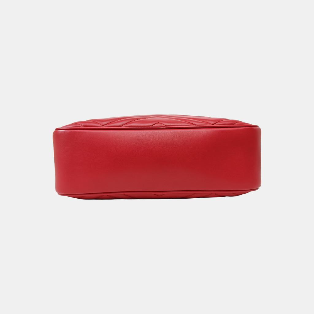 [Pre-Owned] Gucci GG Marmont Small Matelassé Shoulder Bag 'Hibiscus Red' - Excellent #CHQ3GO