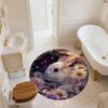 Rabbits in Flower Bush,Round Area Rug,Carpet Rug for Living Room Bedroom Sofa Playroom Decor,Non-slip Floor Mat