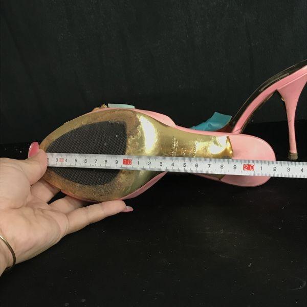 Miu Miu Italia Măgăruș Roz 37 23.0-23.5 Pantofi cu Toc Bijuterii(FOLOSIT)