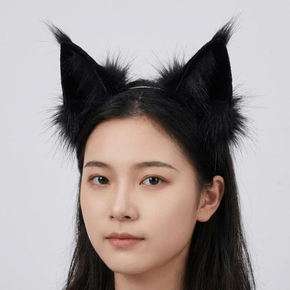 Animals Cat Ears Headband JK Furry Cosplay Headwear Sweet Wolf Dog Hair Band Halloween