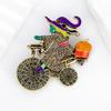 Detailed Witch On Pumpkin Brooch Lightweight Metal Accessory For Fall Fashion Costume