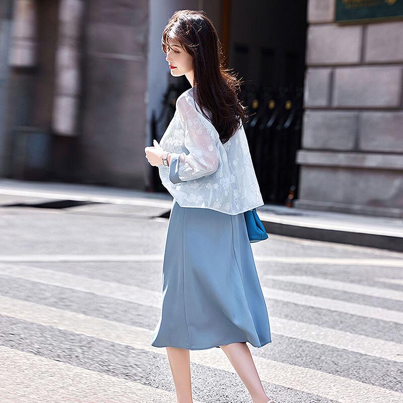 Summer New Chinese Style Jacquard Cardigan Dress Set