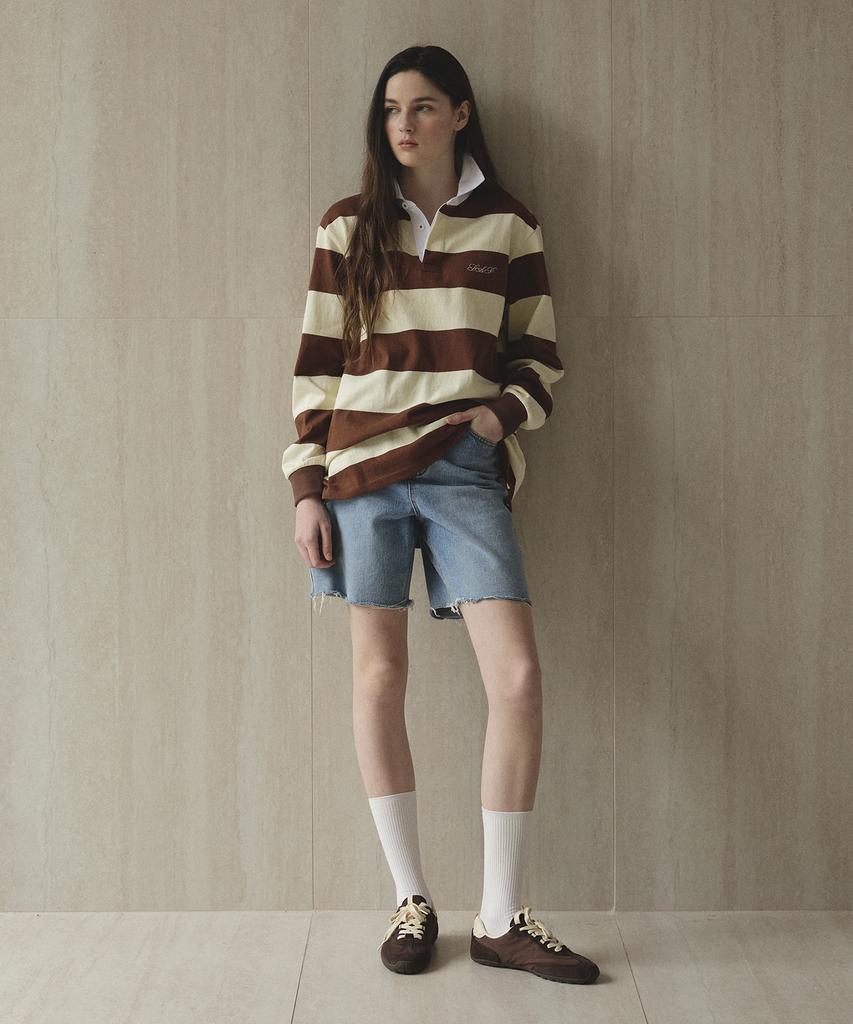 Seutyudioaenpaleukeu Striped Rugby Shirt_Brown