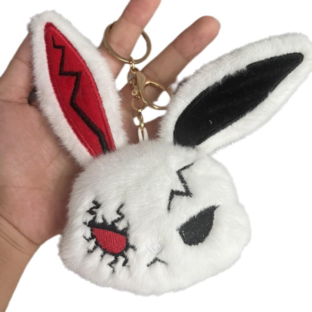 Animal Gothic Bunny Keychain Dark Style Wounded Rabbit Keychain Halloween Key Rings Halloween