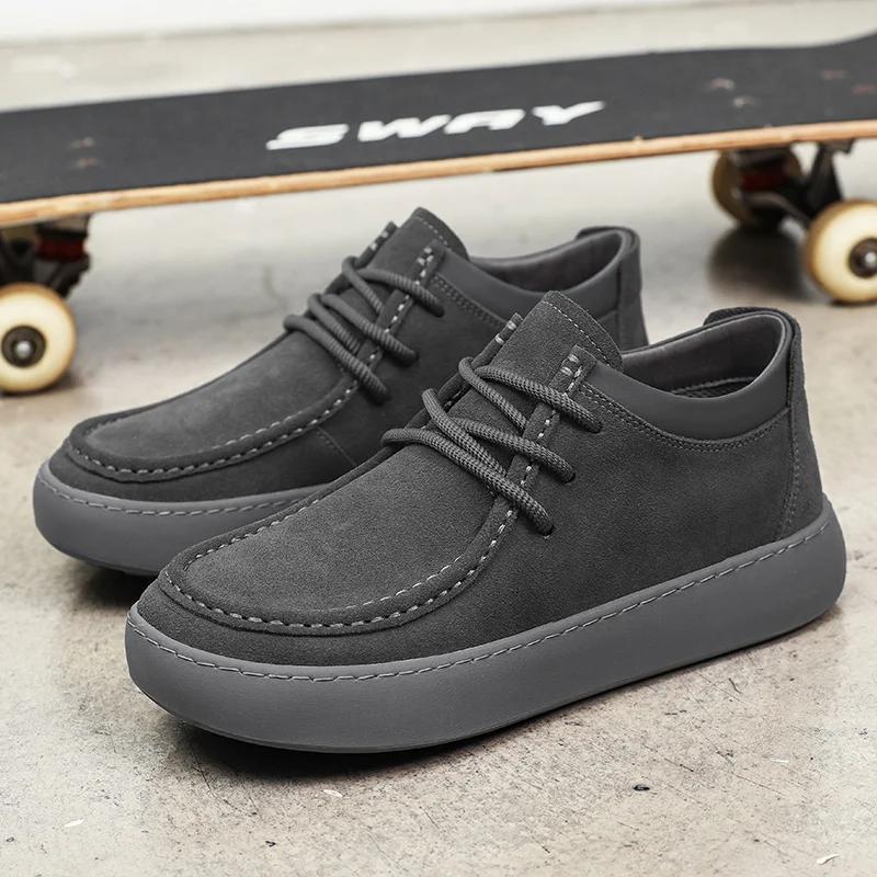 British Style Men Casual Flat Designer Shoes High Quality Comfy Genuine Leather Office Shoes Outdoor Antiskid Social Dress Shoes