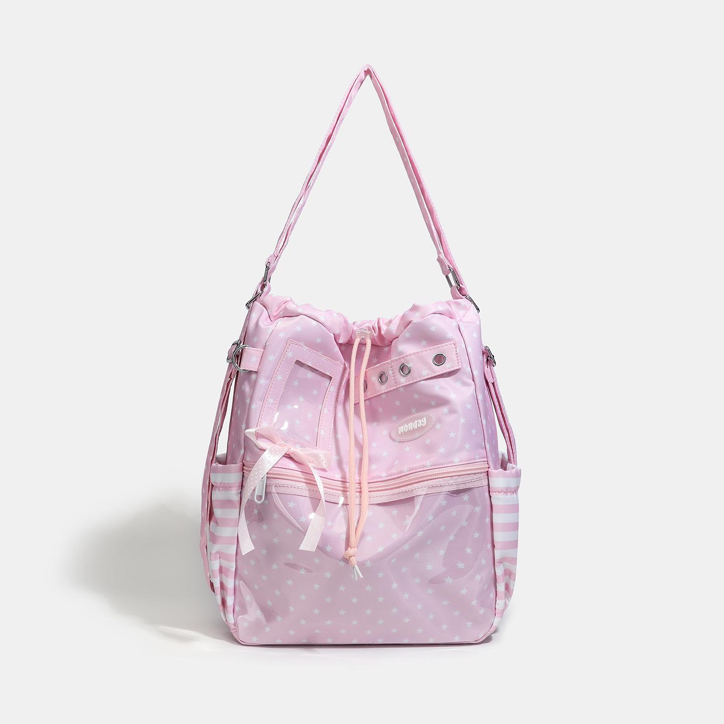 

Korean version of cartoon backpack 2025 large capacity tide backpack commuter middle and high school students light crossbody pain bag рожевий