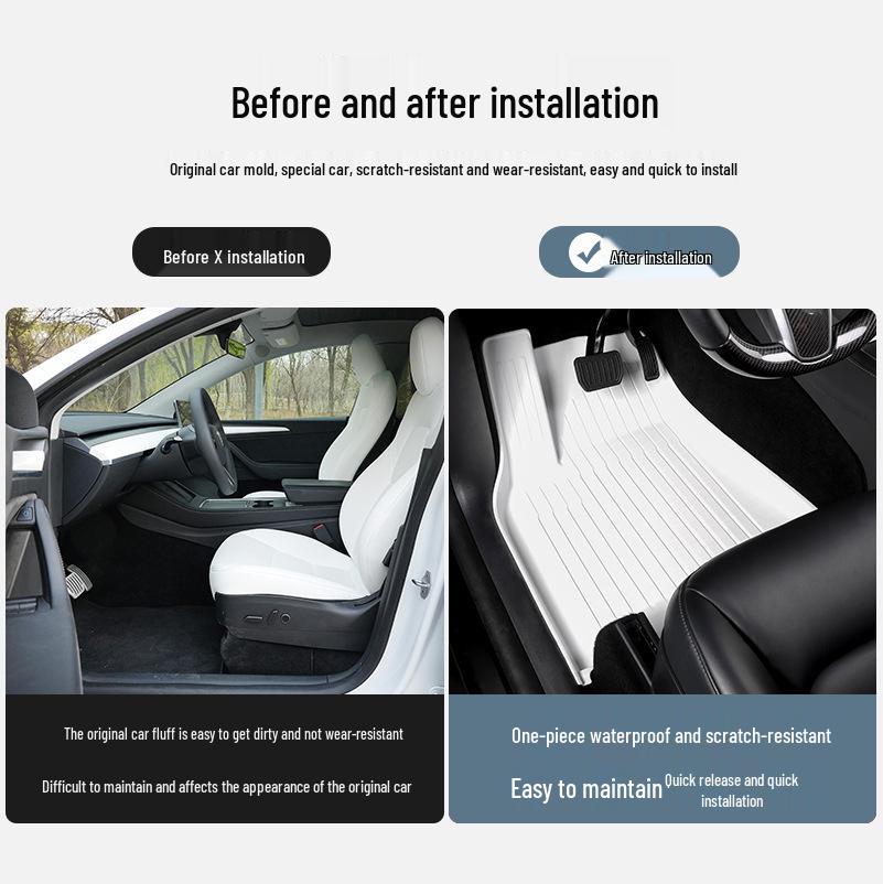 Custom TPE Car Mats for 2023 Tesla Model 3/Y - White Gray