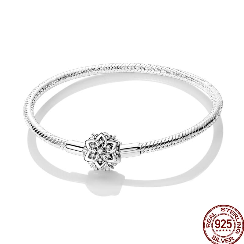 100% Silver Bracelet Fit Original Design Beads Charms DIY Jewelry Making Dazzling CZ Chain Bracelet For Women