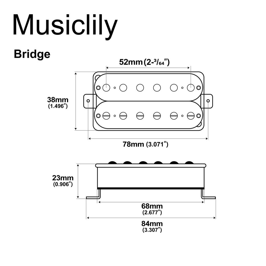 Musiclily 52mm Humbucker Pickup Electric Guitar Bridge Ceramic Zebra Pickup,
