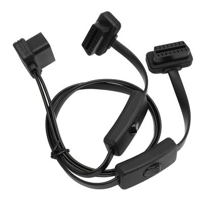 OBD Splitter Cable 16 Pin Flat Noodle High Accuracy 1 In 2 Y Splitter Extend Cable for Elm327