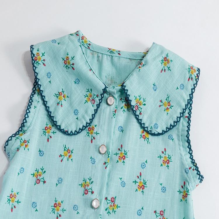 Baby Girl Summer Sleeveless Doll Collar Floral Shorts Two Piece Set Fashionable Versatile Casual Outfit For Toddlers