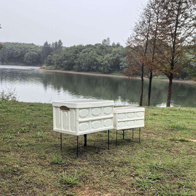 Camping Foldable Metal Stand Portable Metal Luggage Rack Ices Box Holder Coolers Stand for Outdoor Picnics Fishing