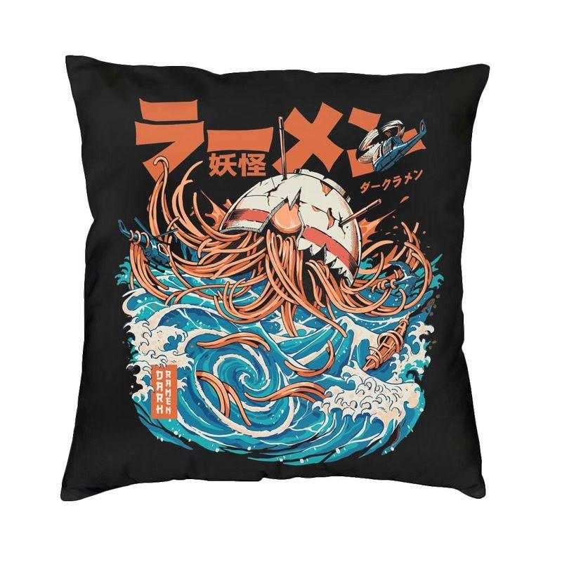 Japanese Samurai Cat Cushion Covers Sofa Home Decorative Square Throw Pillow Cover 40X40Cm