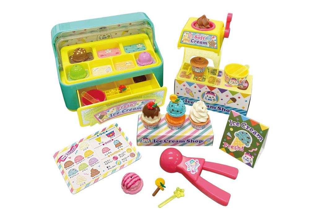 Muraoka Cute Topping Ice Cream Shop Toy Pretend Play for Girls Ages 3 and Up