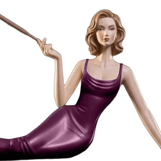 Handcrafted Women Aroma Figurine Resin Elegant Lady Incense Stick Holder Meditating Lady Sculpture Aromatherapy Statue for Living Room Bedroom