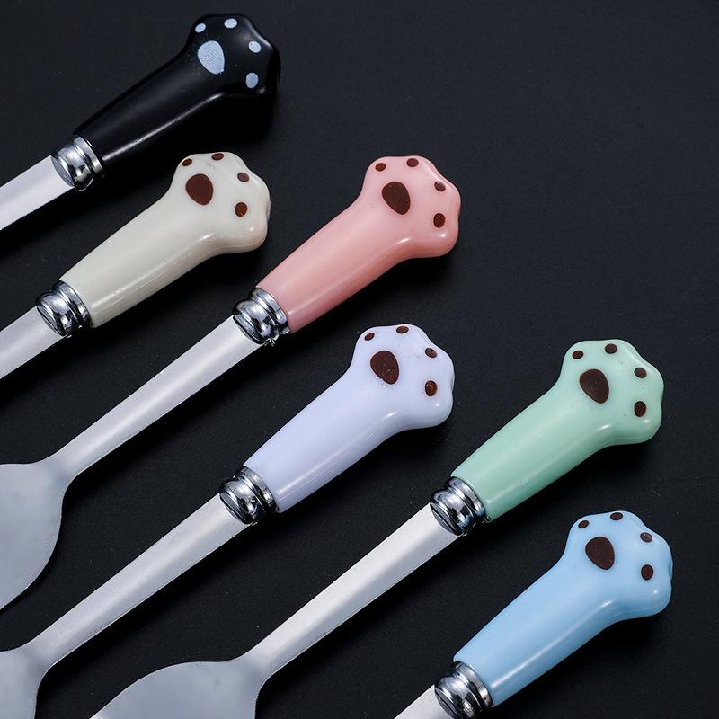 Cat Claw Stainless Steel Tableware Set Portable Cutlery Fork Spoon Chopsticks Three-Piece Suit With Box Travel Flatware Gift