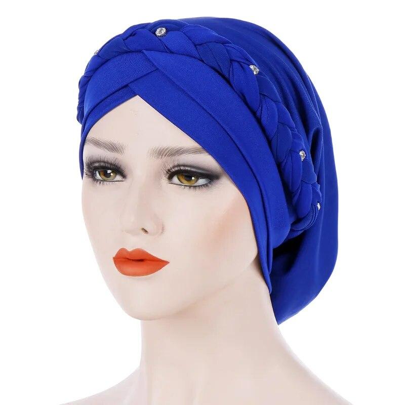 Diamonds Braid Turban Caps for Women Head Wraps