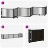 6 Piece Foldable Black Dog Gate 480 cm Poplar Wood