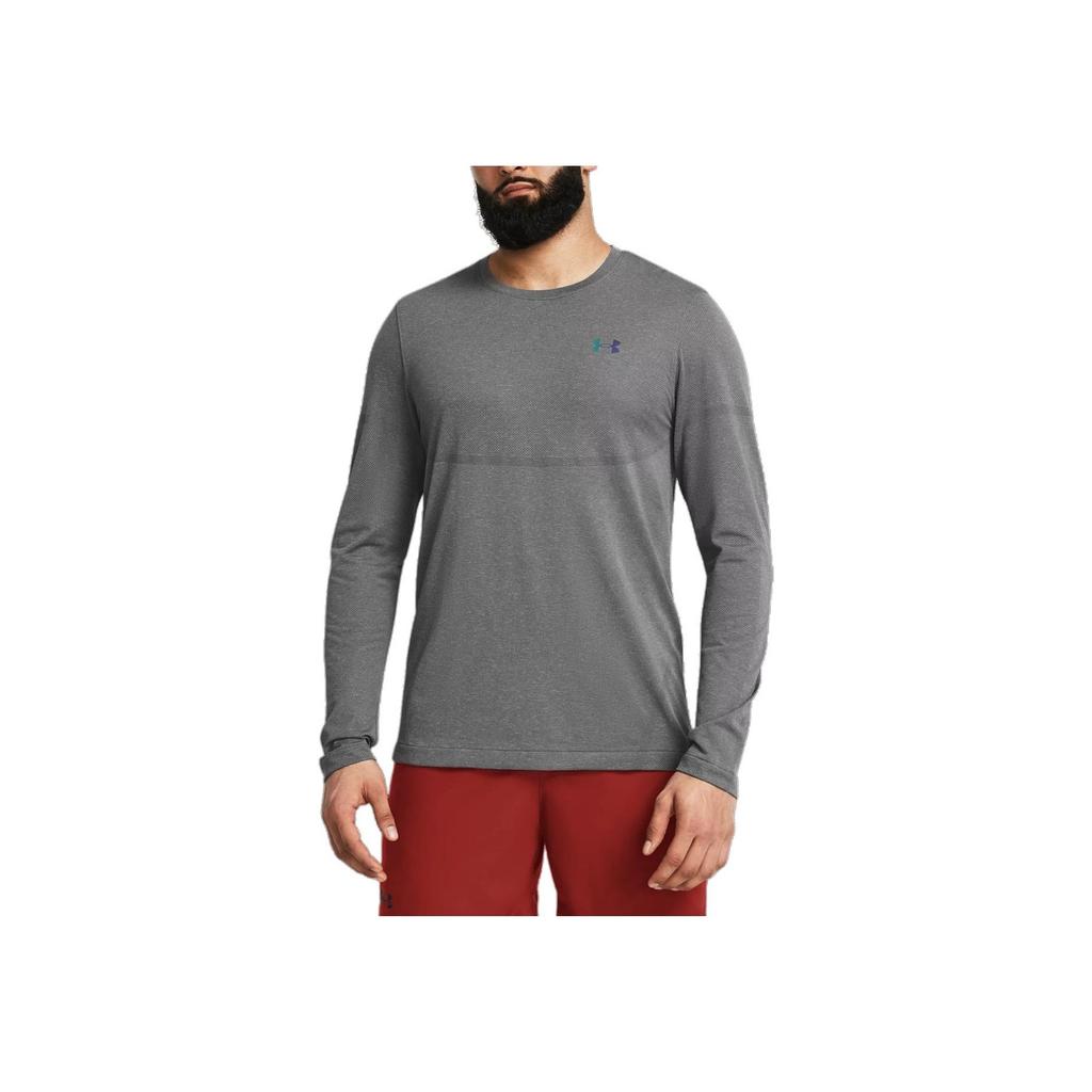 Under Armour Rush Seamless Soft Knit Long Sleeve Quick Dry T-Shirt Men Tops Gray 1379282-025