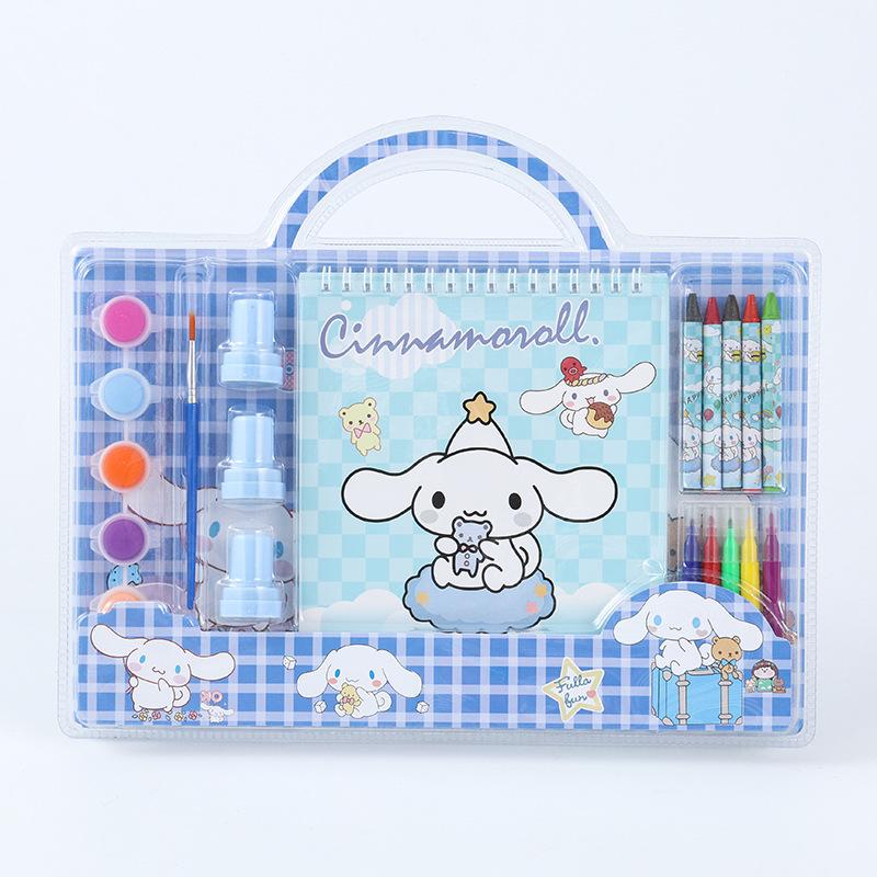 

Art Set For Kids My Melody Cinnamoroll Kuromi Drawing Kit With Watercolors & Crayons Portable Art Supplies For Toddlers Set