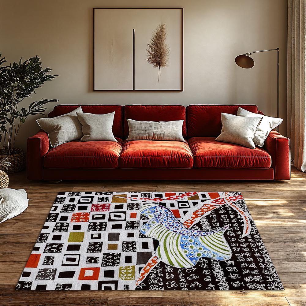 Unique Persian Carpet Pattern Area Rug Non-Slip Floor Mat Home Decor Living Room Entrance Doormat Modern Abstract Design Stylish