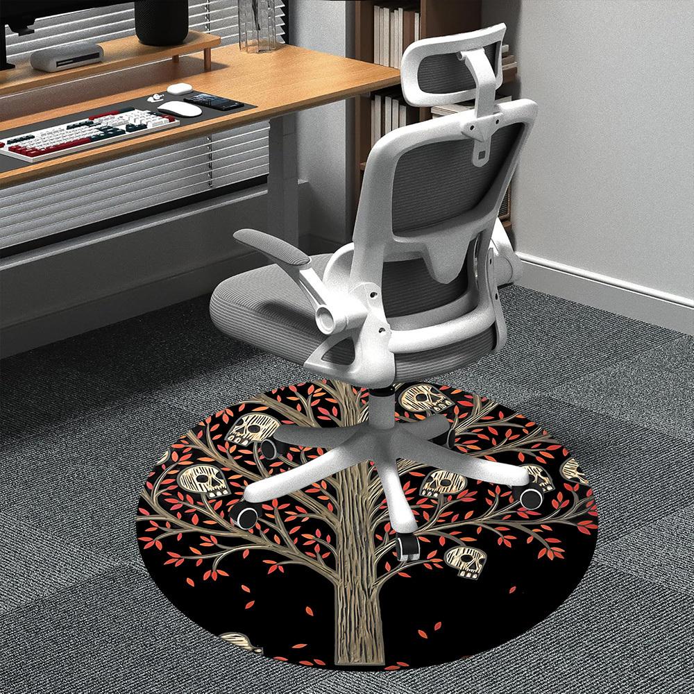 1PC Skull Tree Office Round Area Rug,  Mat Suitable ForOffice, Under Office Chairs Bedroom Living Room Home Decor, Room Deco