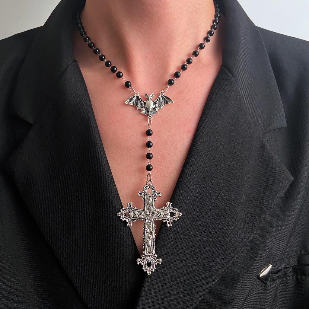 Women's Geometric Diamond Cross Necklace - European & American Punk Hip-Hop Style Choker