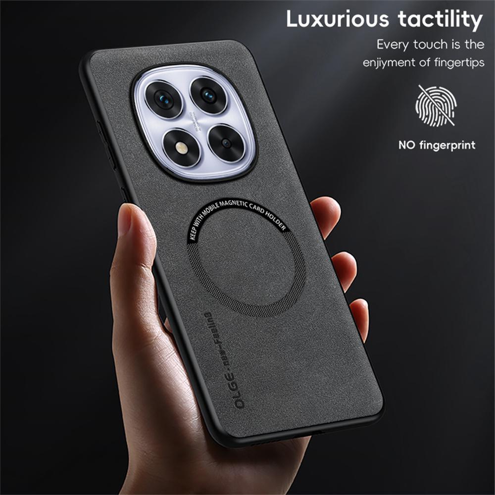WANLONFENG YBP Series For Xiaomi Redmi Note 14 Pro 4G Magnetic Case with Tempered Glass Film PU+TPU Phone Cover Large Cutout