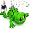 Tipmant Cute Electric Frog Animal Toy Electronic Vehicle Car Crawling, Movable Eyes & Legs, Play Music, Flash Lights, Baby Toddler Kids Birthday