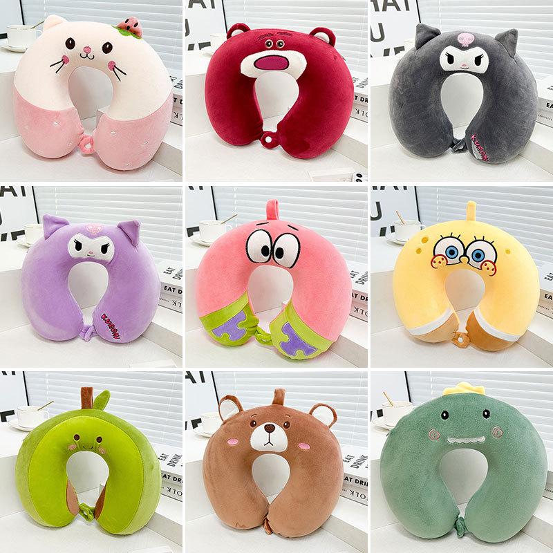 Cartoon Memory Foam U-Shaped Travel Neck Pillow for Airplane, Car & Student Use