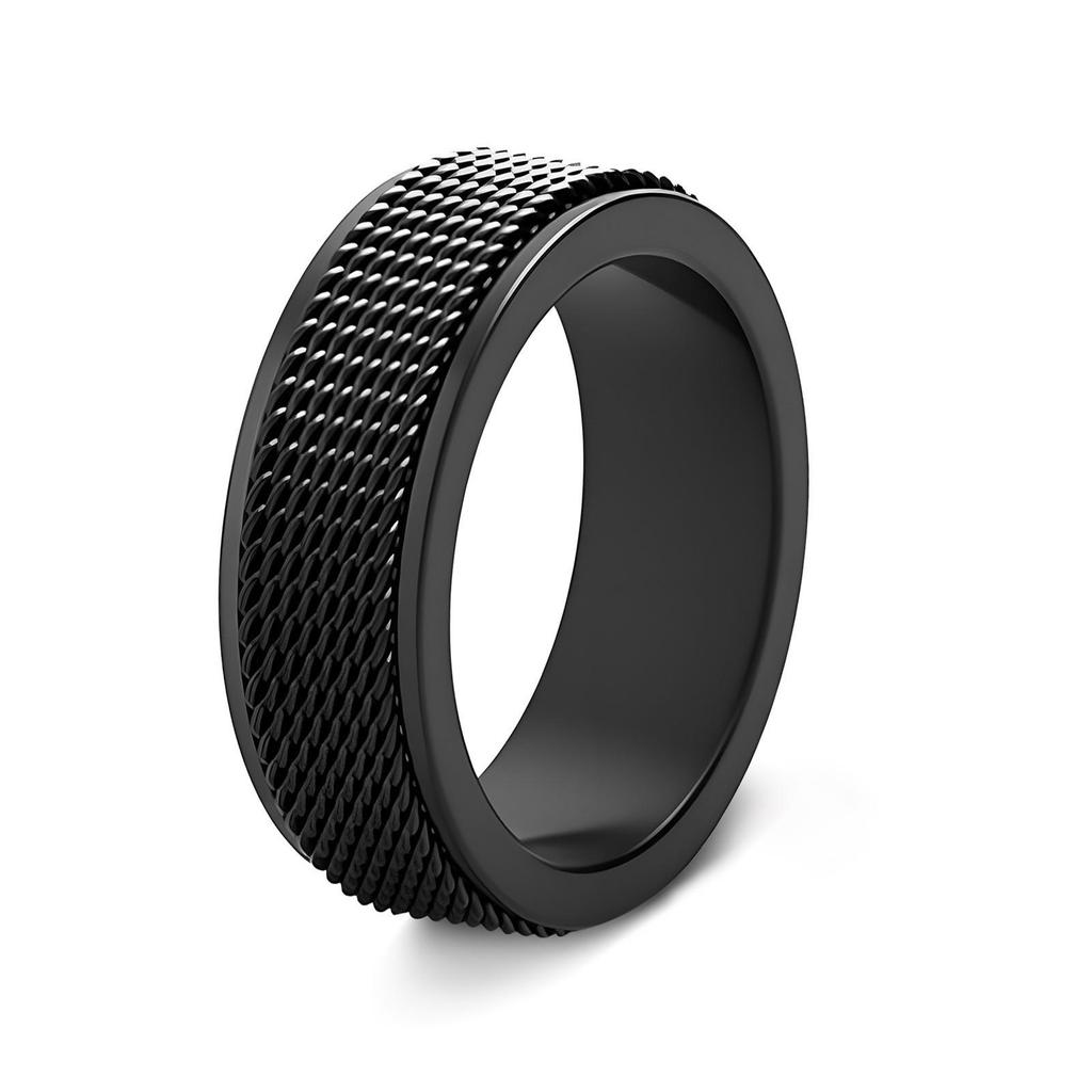 European Trend 18K Gold-Plated Stainless Steel Rotatable Grid Design Decompression Ring