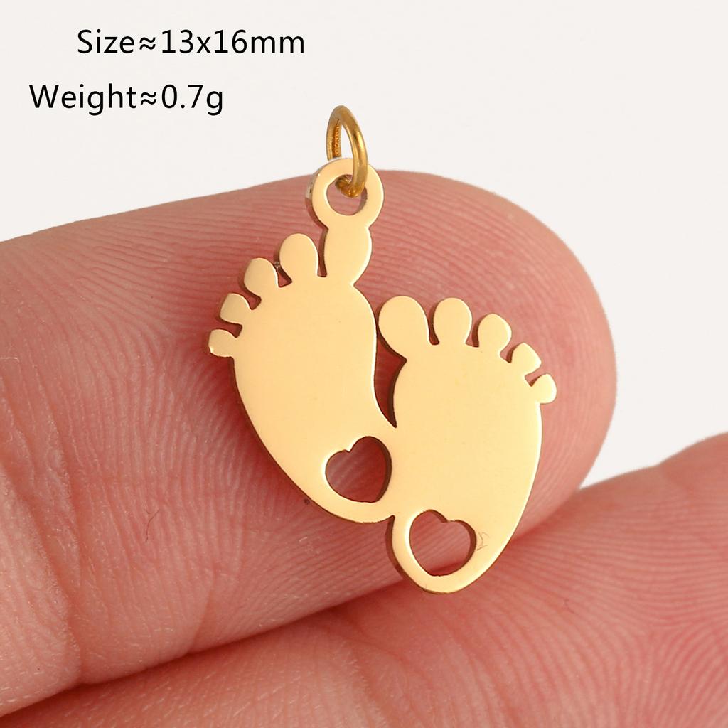 5 Pièces Breloques Empreinte de Pied/Cœur/Ballon à Air pour Bébé Acier Inoxydable Pendentifs d'Amour DIY Bijoux Inaltérables pour Collier Boucle d'Oreille