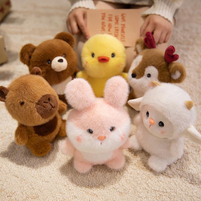 Cartoon Cute Little Bear Chicken Elk Table with Doll Plush Toys Children's Day Birthday Gift Doll Rag Doll