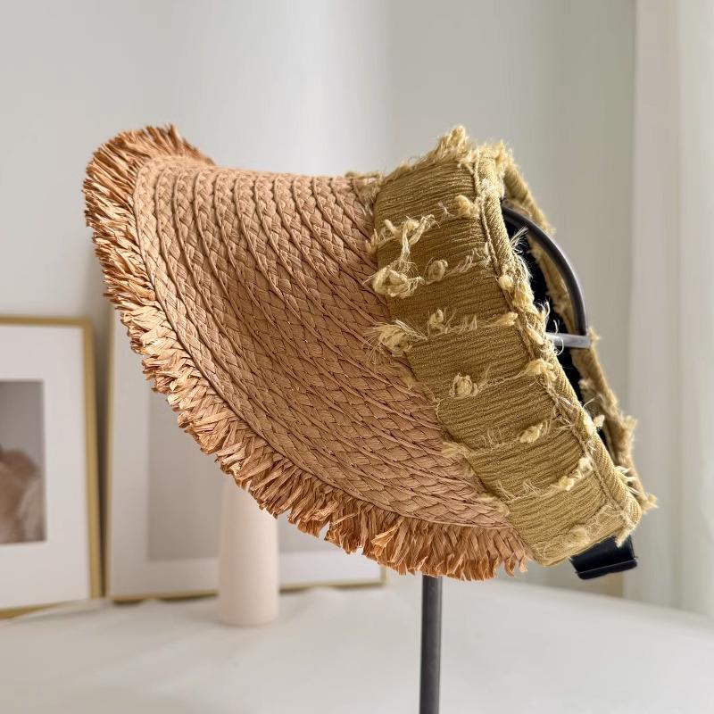 Beach Sun Hat Summer Straw Woven Empty Hat for Women Travel Vacation Straw Hat Without Top Hat