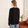 TUHUANG Women's Round Neck Pure Wool Embroidered Pullover Sweater