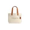 Letter Logo Canvas and Leather Tote Bag Shopping Bag Shoulder Handbag Large Women's White
